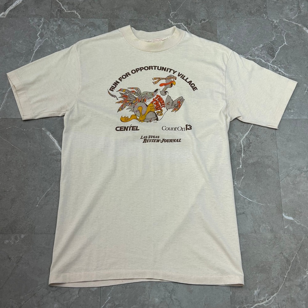 80s Vintage Turkey Trot Marathon Tee Mens Medium Thanksgiving Las Vegas Running